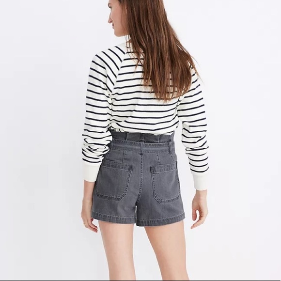 Madewell Denim Snap-Belt Paperbag Shorts Pale Grey - Picture 2 of 16